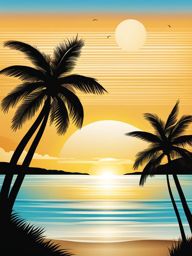 sun clipart - shining brightly over a tranquil beach. 