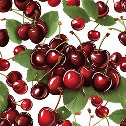 Cherries covered in chocolate clipart.  vector style illustration, white background