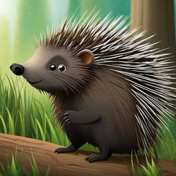 Porcupine cartoon - spiky animal that uses quills for defense  