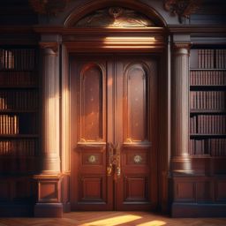 Magical door in library leads to different points in history when opened. stunning detail,trending artstation,Light Leak f/2.0