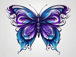 butterfly tattoo blue and purple  simple color tattoo, minimal, white background