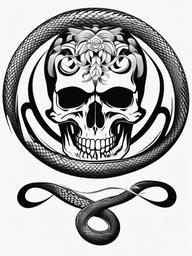 Skull Snake Tattoo - Tattoo featuring a skull and snake motif.  simple vector tattoo,minimalist,white background