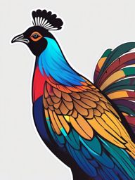 Himalayan Monal Sticker - A Himalayan monal with vibrant multicolored plumage, ,vector color sticker art,minimal