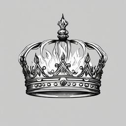 drawing of a crown on fire  minimal rough sketch scribbles,doodles,black and white