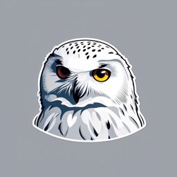 Snowy owl sticker- White and graceful, , sticker vector art, minimalist design