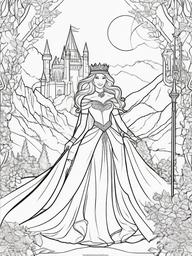 Brave Princess Coloring Pages - Strong Royalty Ready for Adventure  minimal black outline printable sheet, coloring page