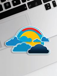 Cloud with sun and rain sticker- Mixed weather, , sticker vector art, minimalist design