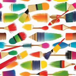 Paint Brush clipart - paintbrush with rainbow-colored bristles  color,minimalist,vector clipart