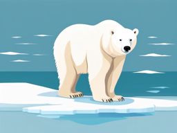 Polar Bear Clipart - Polar Bear standing on an Arctic ice floe , minimal, 2d