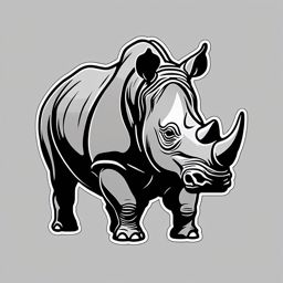 Rhino Sticker - A sturdy rhinoceros with a horn on its snout. ,vector color sticker art,minimal