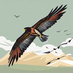 Kite clipart - Bird of prey with a forked tail soaring in the sky, ,color clipart vector style