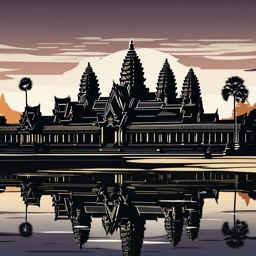 Angkor Wat sticker- Largest religious monument in Cambodia, , sticker vector art, minimalist design