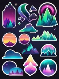 Northern Lights Emoji Sticker - A mesmerizing display of aurora borealis, , sticker vector art, minimalist design