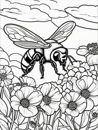 Bumblebee Coloring Pages - Bee hive and a trail of buzzing bees  simple coloring pages