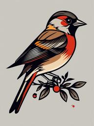 sparrow traditional tattoo  minimalist color tattoo, vector