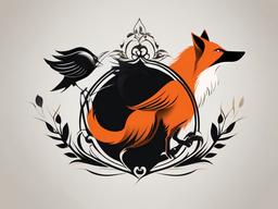 fox and crow tattoo  simple vector color tattoo