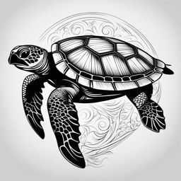 sea turtle tattoo black and white design 