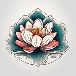 Japanese Traditional Lotus Flower Tattoo - Traditional Japanese lotus flower tattoo.  simple color tattoo,white background,minimal