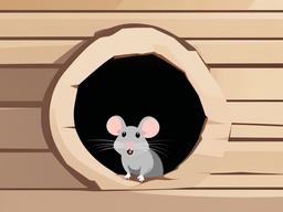 Mouse clipart - mouse peeking out from a hole in the wall  color,minimalist,vector clipart