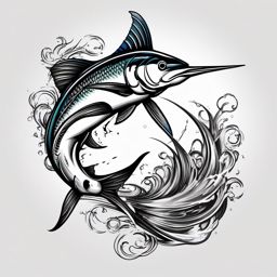 Marlin Tattoos,a collection of tattoos dedicated to the thrilling marlin, each telling a unique fishing tale. , color tattoo design, white clean background