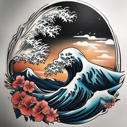 Great Wave Tattoos - Inspired by iconic Japanese art, conveying awe-inspiring grandeur and power.  simple tattoo design