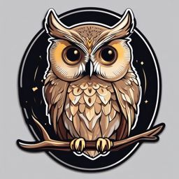 Owl Sticker - A wise owl with piercing eyes. ,vector color sticker art,minimal