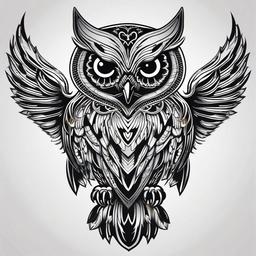 Silver Owl Tattoo - Add a touch of metallic elegance with a silver owl-themed tattoo.  simple color tattoo,vector style,white background