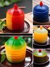 vietnamese che ba mau, three-color dessert, indulged at a lantern-lit lantern festival. 