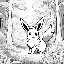 pokemon coloring pages - eevee and its evolutions frolic in a sunlit forest. 