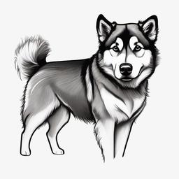 drawing of a Alaskan Malamute dog  minimal rough sketch scribbles,doodles,black and white