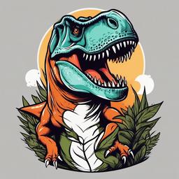 Funny T Rex Tattoo - Embrace laughter with a humorous and amusing T-Rex-themed tattoo.  simple vector color tattoo,minimal,white background