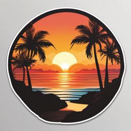 Sunset on the beach sticker- Tropical and serene, , sticker vector art, minimalist design