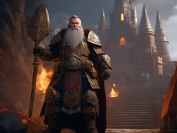 Thrain Ironbeard, a stout dwarven cleric wielding a holy warhammer detailed matte painting, deep color, fantastical, intricate detail, splash screen, complementary colors, fantasy concept art, 8k resolution trending on artstation unreal engine 5