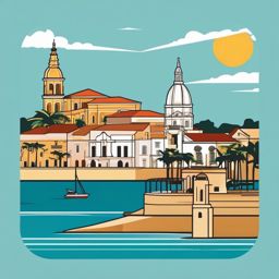 Cartagena Walled City sticker- Well-preserved colonial city on the Caribbean coast of Colombia, , sticker vector art, minimalist design