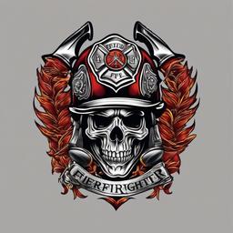 firefighter axe tattoo  simple color tattoo,white background