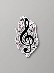 Music Note Cluster Sticker - Cluster of musical notes, ,vector color sticker art,minimal