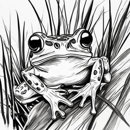 drawing of wild frog  minimal rough sketch scribbles,doodles,black and white