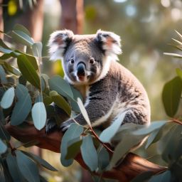 Cute Koala Navigating an Eucalyptus Paradise 8k, cinematic, vivid colors