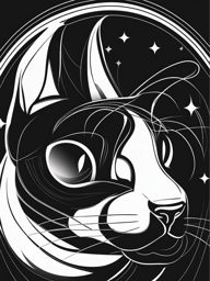 cat clip art black and white 