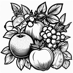 fruit clipart black and white 