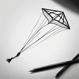 sketch of a kite  minimal rough sketch scribbles,doodles,black and white