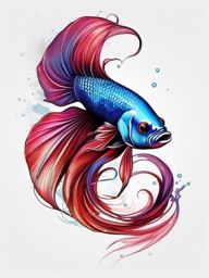 Betta Tattoo,a tattoo featuring the captivating betta fish, a symbol of vibrant colors and grace. , tattoo design, white clean background
