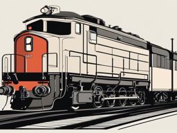 Locomotive Train Clipart - A locomotive engine pulling a train.  color vector clipart, minimal style