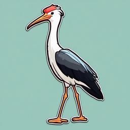 Stork cartoon - tall bird with long legs  cartoon sticker style