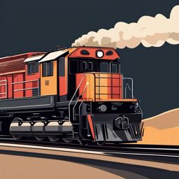 Train Engine Clipart - A powerful locomotive pulling a train.  color vector clipart, minimal style