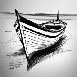 sketch of a boat  minimal rough sketch scribbles,doodles,black and white