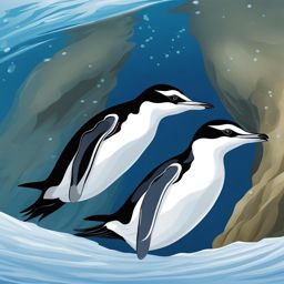 chinstrap penguins swimming clipart 