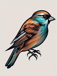 sparrow flying tattoo  minimalist color tattoo, vector