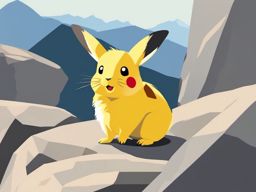 Pika on Rocky Terrain Clip Art - Pika exploring rocky terrain,  color vector clipart, minimal style