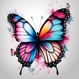 Butterfly tattoo half, Tattoos that showcase half of the beauty of butterflies.  viviid colors, white background, tattoo design